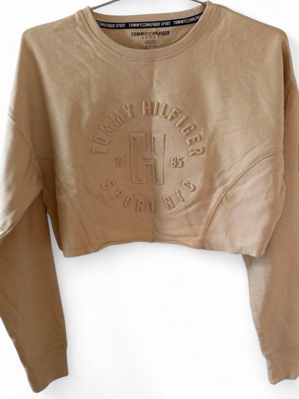 Tommy Hilfiger Women's very Cropped Crewneck Sweatshirt - Beige size S